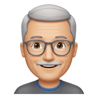 54 year old man, short shaved grey hair, full short shaved beard stuble, glasses sticker