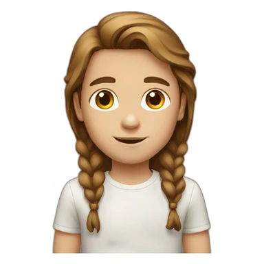 White child boy with brown half long hair brown sticker