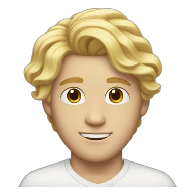 21 year old white male with blonde short middle part flowing hair sticker