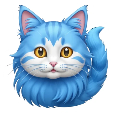 Cat with Fluffy Tails blue  sticker