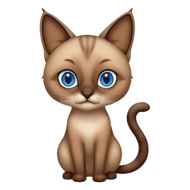 Brown siamese cat with blue squint eyes, full height sticker