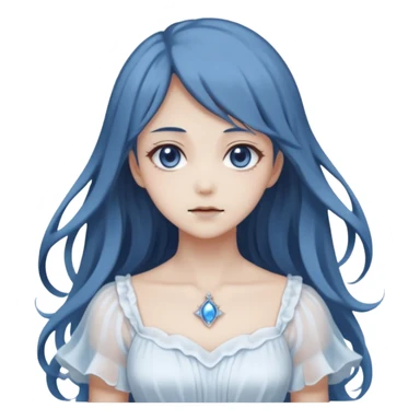 Beautiful ethereal Gorgeous spectral dark greyish-blue whitish gloomy spectral Anime Poltergeist Lady  with a beautiful white dress sticker