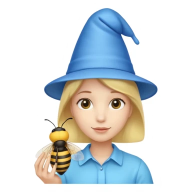 party blue hat bee sticker