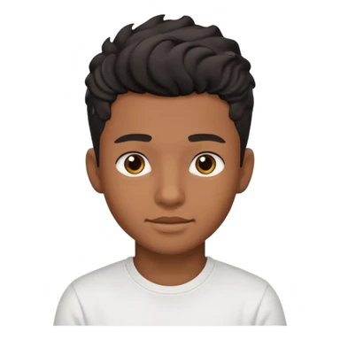 face emoji, brown-skinned teen, wavy black taper fade hairstyle, handsome, white t-shirt sticker