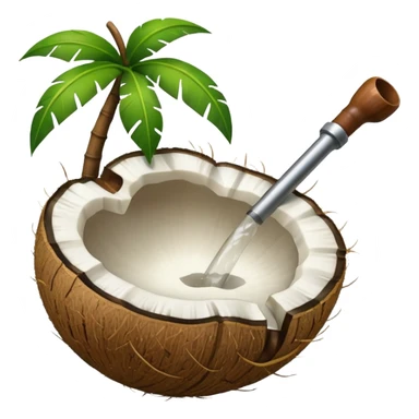 Coconut ith open and with pipe, outside the coconut should be green like raw sticker