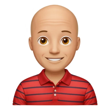 happy bald man with red striped polo sticker