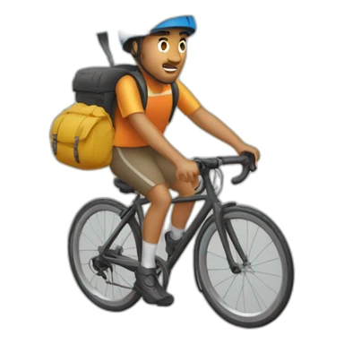 Ciclista de montaña con paraguas sticker