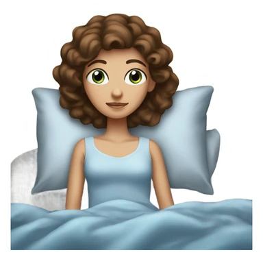 Brown haired blue eyed princess in bed sticker