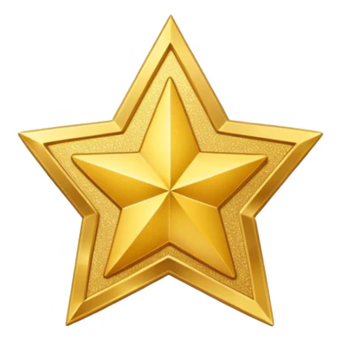 a glittery golden star-shaped medal with a soft cardboard texture sticker
