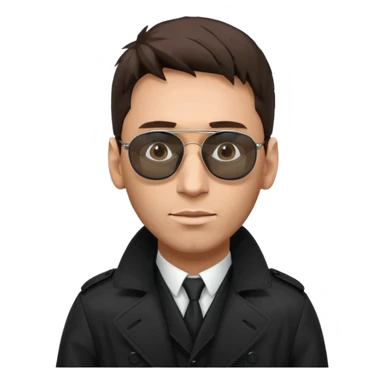 Lionel Messi in a black trench coat and sunglasses, Matrix style sticker