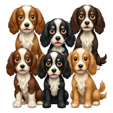 black spaniel, brown spaniel, and golden spaniel sticker