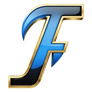 Bold Black-Blue-White-Gold Font Letter “F” sticker