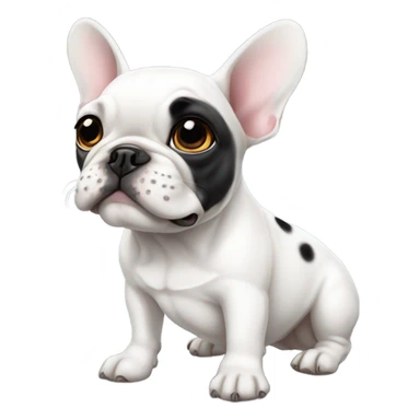 French bulldog white with black spot on right eye sticker