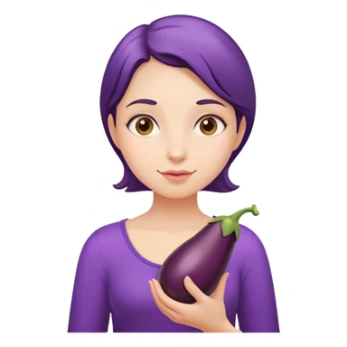 Girl holding an eggplant sticker