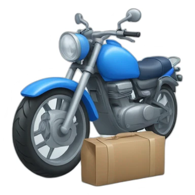 blue motorbike with bags sticker