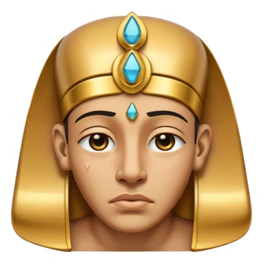 Discord emoji for "RA Silkroad", Ancient Egyptian theme, crying Pharaoh face, cartoonish, colorful, shiny gold accents, small and clear.
 sticker