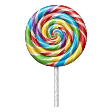 3D render of Lollipop Tree, made entirely of dessert materials, glistening sugar crystal texture, swirled rainbow hard candy top on a white stick, delicious confectionery aesthetic, Apple emoji style, isolated on white background --v 6.0. sticker