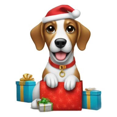 Christmas gift bag and dog sticker