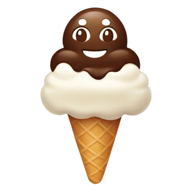 ice cream with chocolate without waffles , on a stick, flat shape, with a smile sticker
