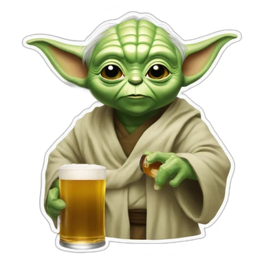 Yoda qui boit une bierre sticker