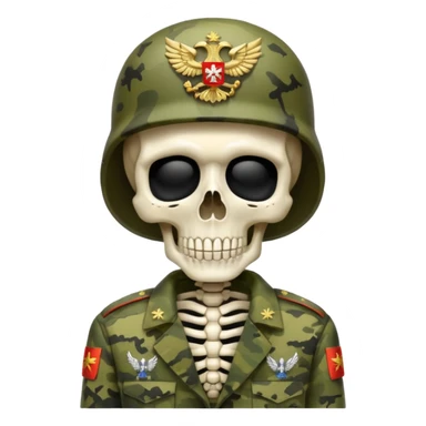 generate a realistic skeleton in Russian military camouflage sticker