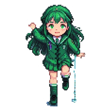 Slytherin student with green uniform slipping on a wet floor sticker