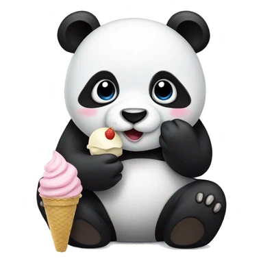 Panda eating ice cream sticker