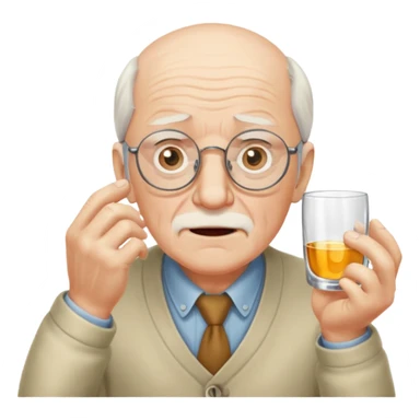 Old man clearing glasses in aw sticker