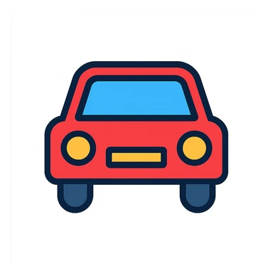 car icon, color outline style, black outlines with subtle color fill, modern and friendly sticker