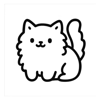 cute fluffy cat hand drawn outlined icon sticker