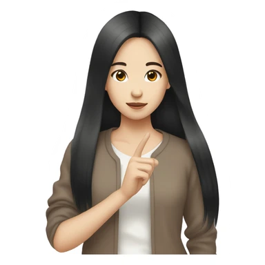 girl Asian long hair black peace sign sticker