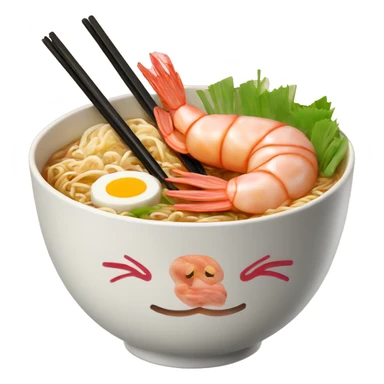 shrimp ramen bowl with pork and fishcake chopsticks  sticker