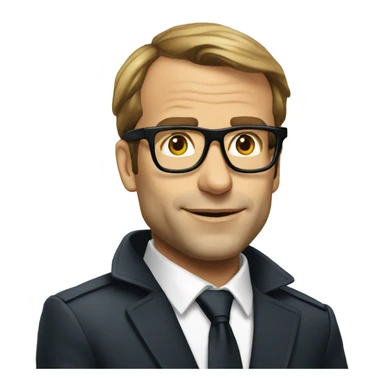 Macron with escalator glasses sticker