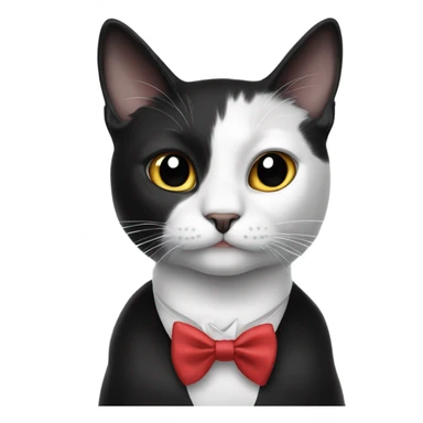 Black and white cat with bow tie  sticker