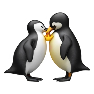 Penguin kissing duck sticker
