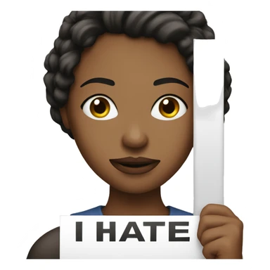 Woman Holding a sign wich says i hate him sticker
