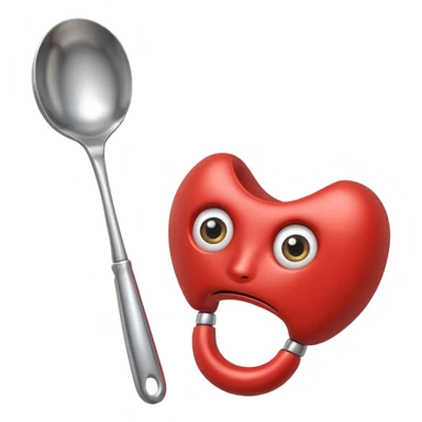 a spoon where the body is the handle, with eyes and boxe gloves sticker