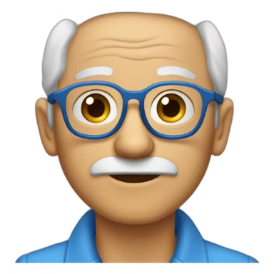 Abuelo con pelo cano , cejas oscuras ,  lentes azules , sticker
