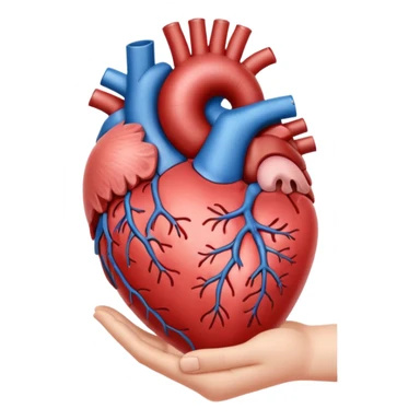 hand holding heart organ sticker
