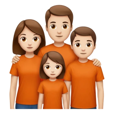 family aill white / browm hair / orange t-shirt sticker