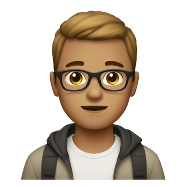 Boy with light skin and brown short hair and glasses sticker