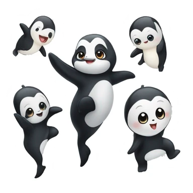 One emoji as a dancing-panda-dolphin-penguin-girl sticker