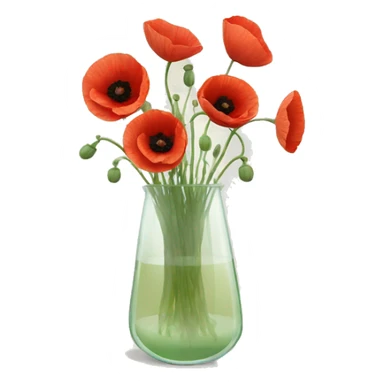 Poppies in a clear glass vase sticker