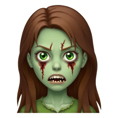 Girl zombie with brown long hair with teeth and serious face  sticker