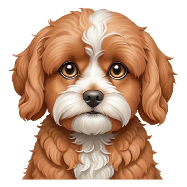 Cinematic Grumpy Apricot Cavoodle Portrait Emoji, Head tilted slightly with a deeply unimpressed expression, showcasing a thick, curly apricot coat with subtle white accents, large, droopy brown eyes narrowed into an unamused glare, ears slightly drooping in exasperation, Simplified yet comically expressive features, highly detailed, glowing with a dry, sarcastic glow, high shine, effortlessly judgmental yet dignified, stylized with a touch of cynicism, bright but brooding, soft glowing outline, capturing the essence of an eternally unimpressed yet endearing companion, so lifelike it feels like it could sigh heavily at you in disdain at any moment! sticker