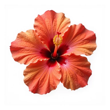 hibiscus flower, vibrant, realistic, detailed, on white background sticker