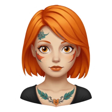 woman with tattooed faces and orange hair sticker