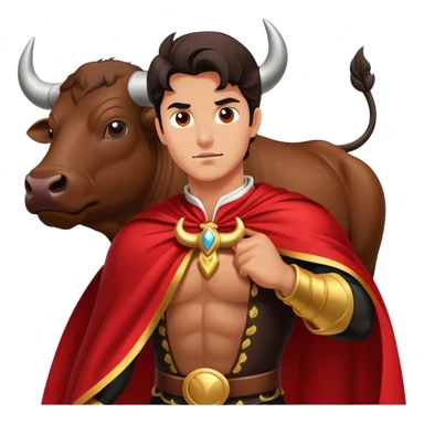 matador with red cape facing a charging bull sticker