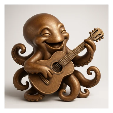 happy octopus with multiple arms playing guitar sticker