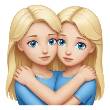 Two blonde girls with blue eyes hug each other sticker